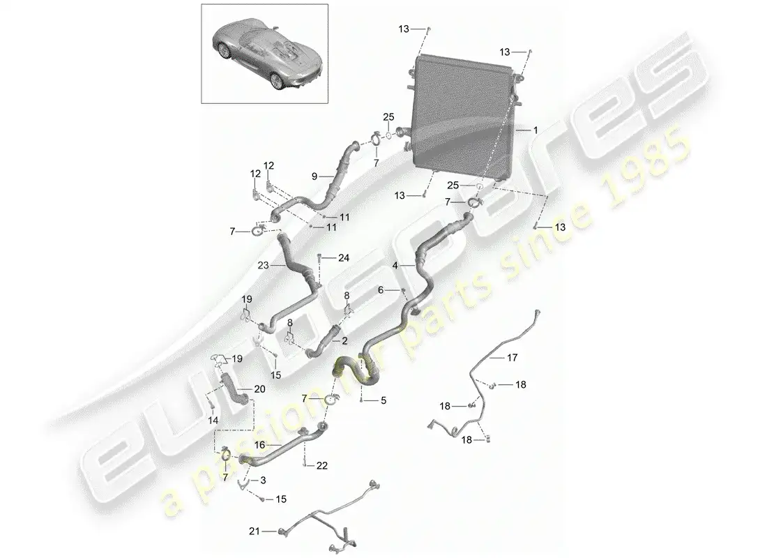 a part diagram from the porsche 918 spyder parts catalogue