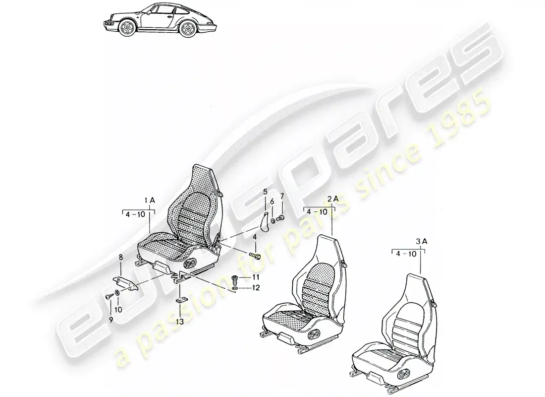 a part diagram from the porsche accessories and tequipment parts catalogue