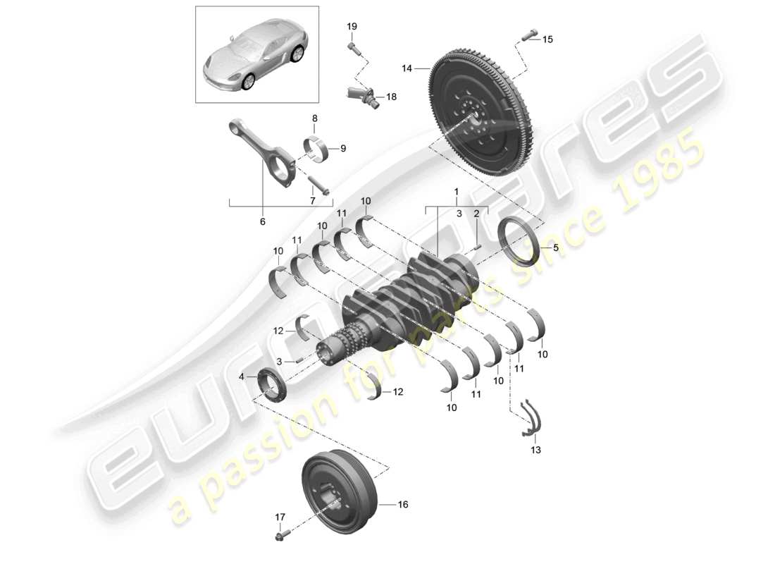 a part diagram from the porsche 2021 (718 cayman) parts catalogue