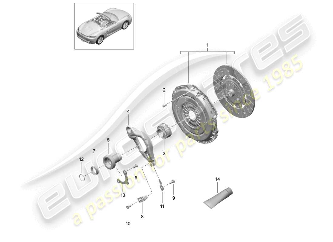 a part diagram from the porsche 2022 (718 boxster) parts catalogue