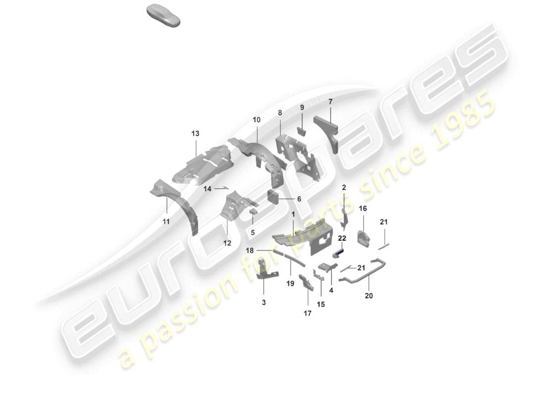 a part diagram from the porsche 2021 (992-1 gt3/rs/st) parts catalogue
