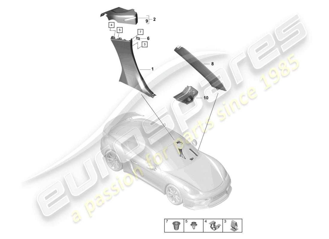 VIEW PARTS DIAGRAMS FROM THE PORSCHE CAYMAN PARTS CATALOGUE a part diagram from the porsche cayman parts catalogue
