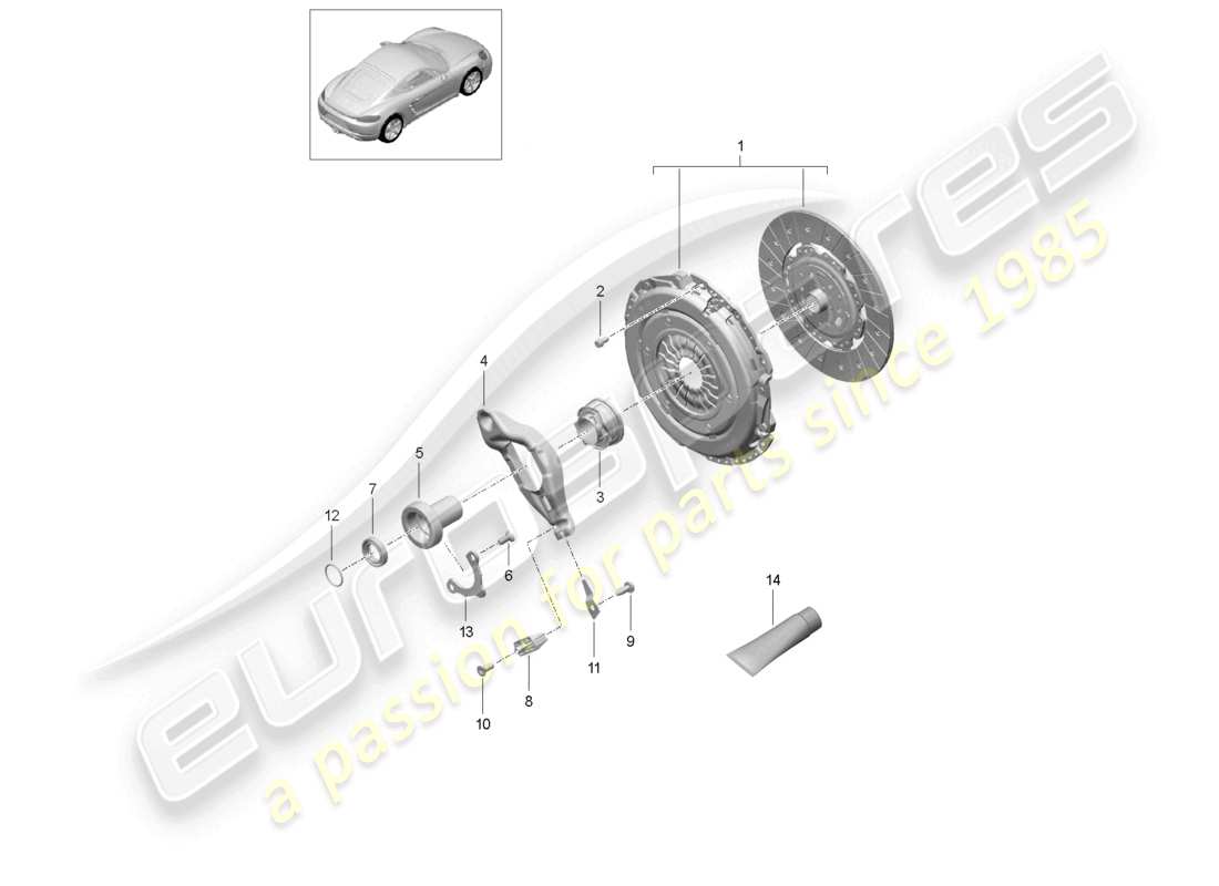 a part diagram from the porsche 2023 (718 cayman) parts catalogue