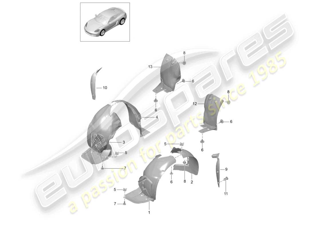 a part diagram from the porsche 2024 (718 cayman) parts catalogue