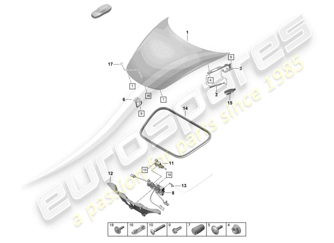a part diagram from the porsche 2023 (718 boxster spyder) parts catalogue