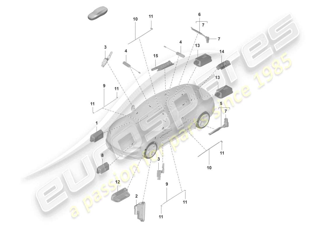 a part diagram from the porsche 2021 (taycan 9j1-1) parts catalogue