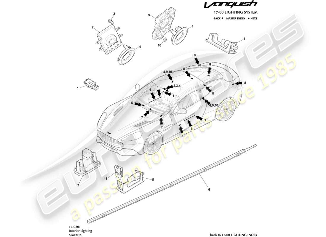 VIEW PARTS DIAGRAMS FROM THE ASTON MARTIN VANQUISH PARTS CATALOGUE a part diagram from the aston martin vanquish parts catalogue