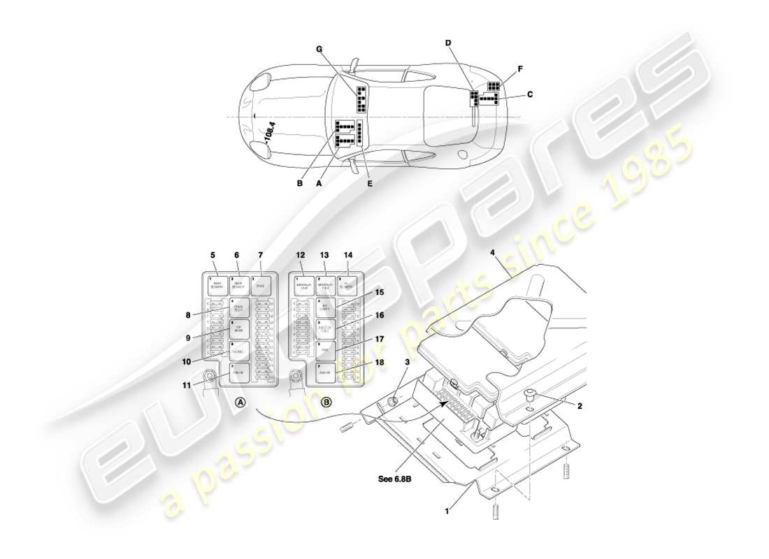 aston martin db7 vantage (2001) relays, to vin 300555 part diagram