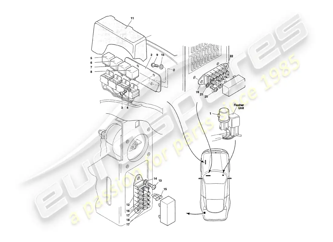 aston martin v8 coupe (1999) relays, to vin v79091 parts diagram