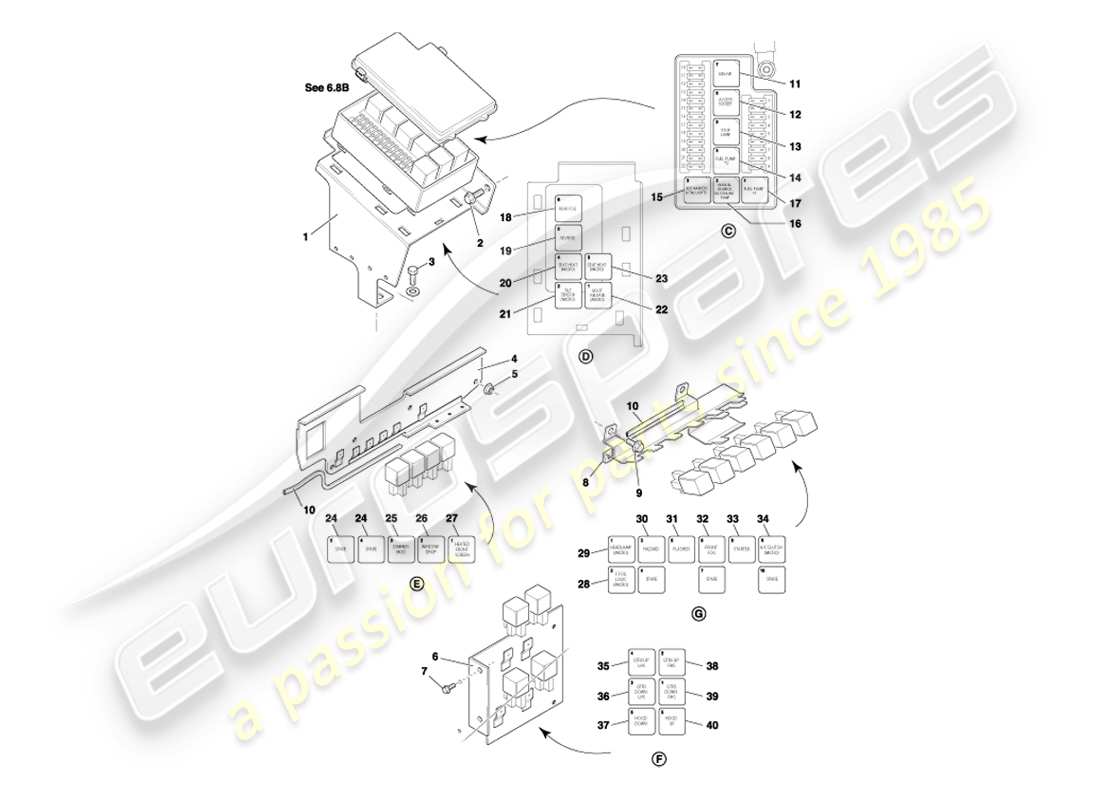 a part diagram from the aston martin db7 parts catalogue