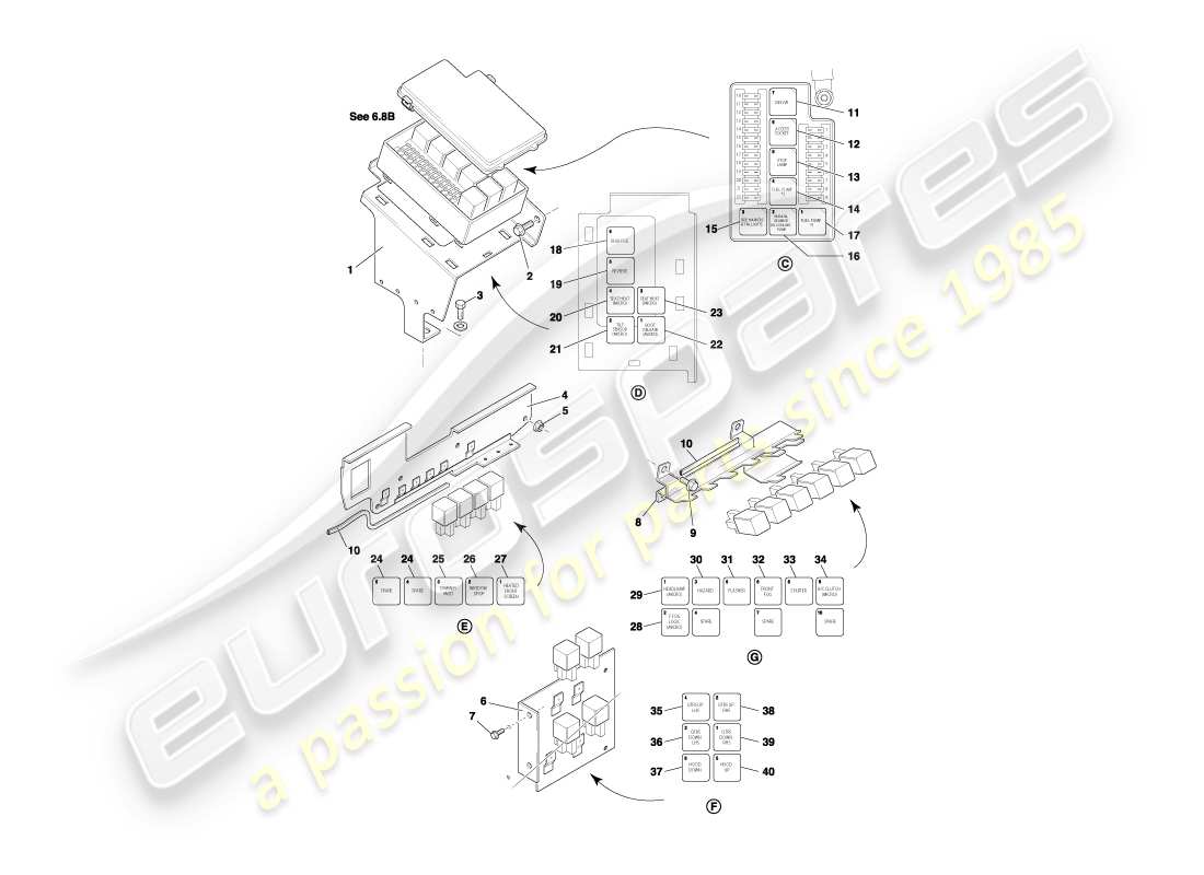 a part diagram from the aston martin db7 parts catalogue