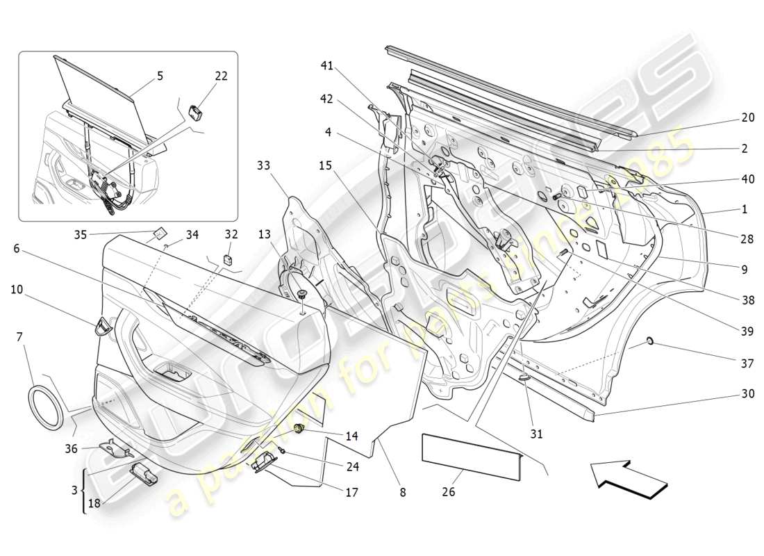 maserati levante modena (2022) rear doors: trim panels part diagram