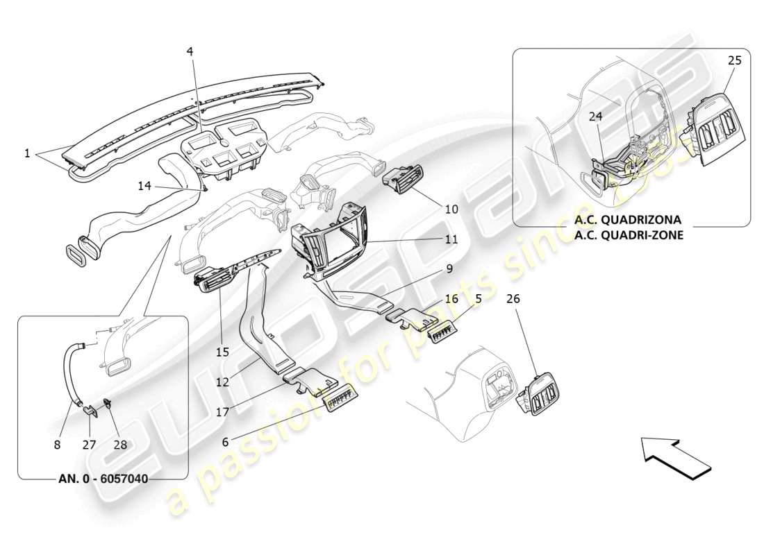 maserati levante modena (2022) a/c unit: diffusion part diagram