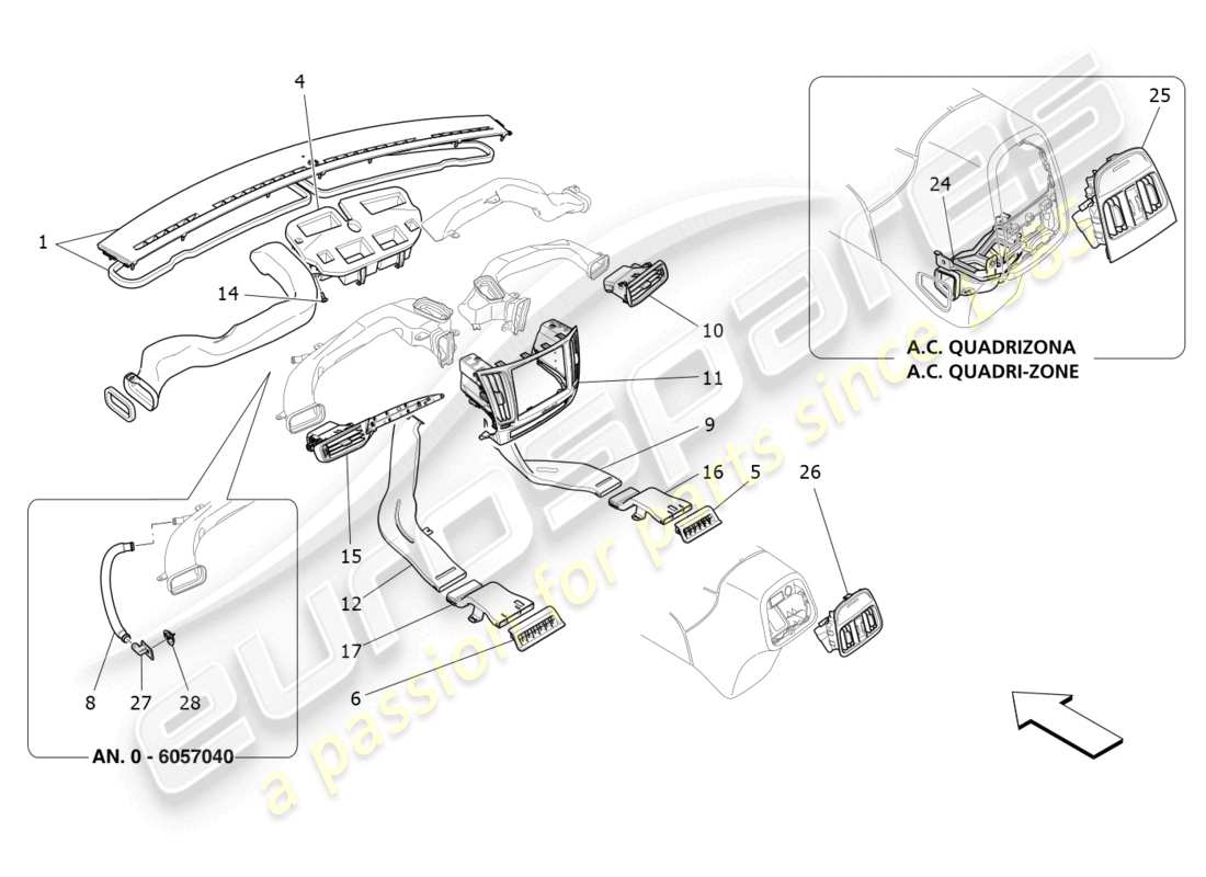 maserati levante trofeo (2020) a/c unit: diffusion parts diagram