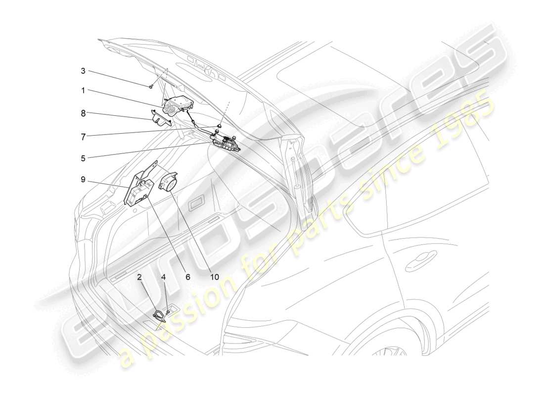 maserati levante trofeo (2020) rear liftgate opening control parts diagram