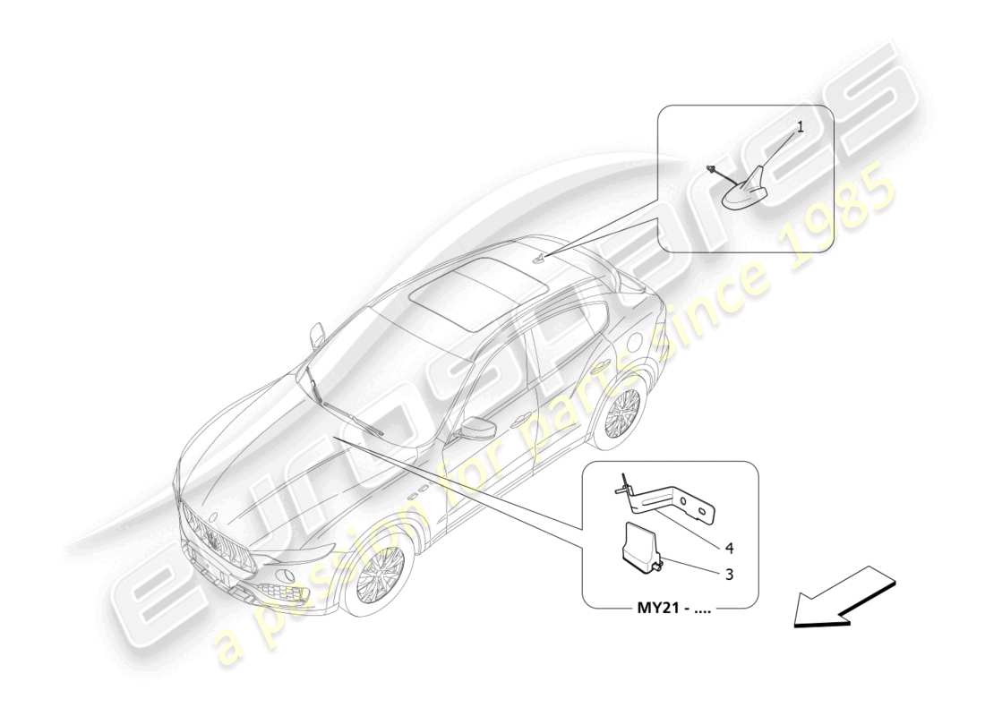 maserati levante modena (2022) reception and connection system part diagram