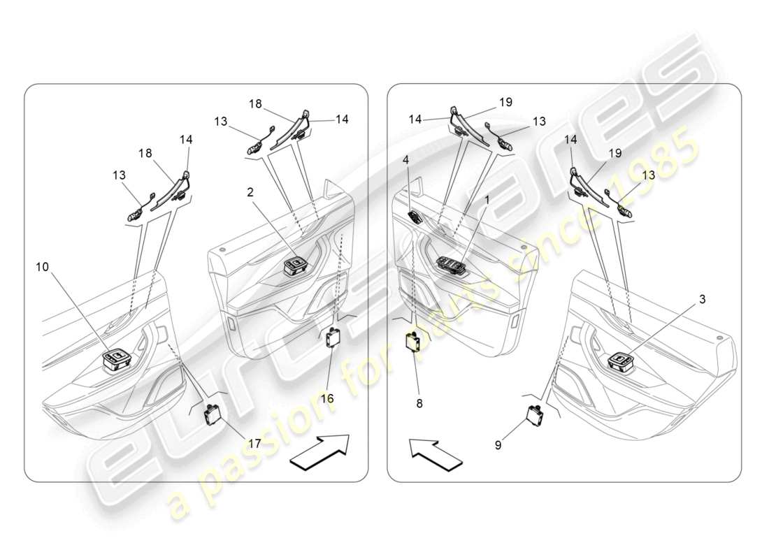 maserati levante modena (2022) door devices part diagram