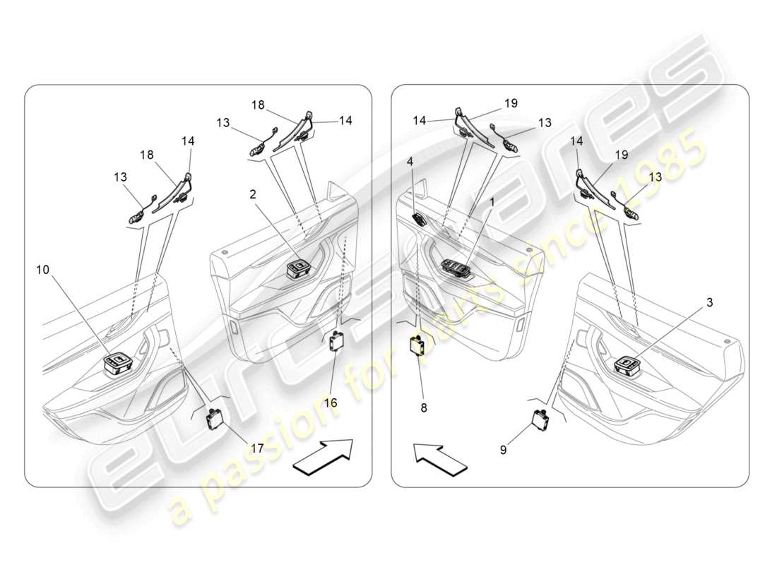 maserati levante trofeo (2020) door devices parts diagram