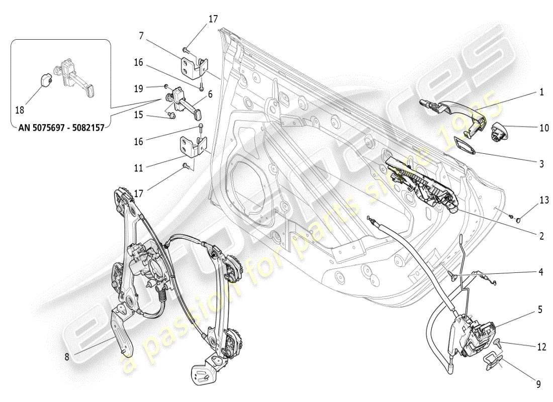 maserati ghibli (2021) rear doors: mechanisms part diagram