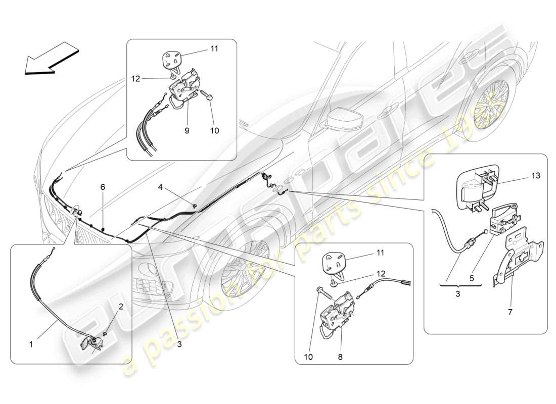 maserati levante (2017) front lid opening button parts diagram