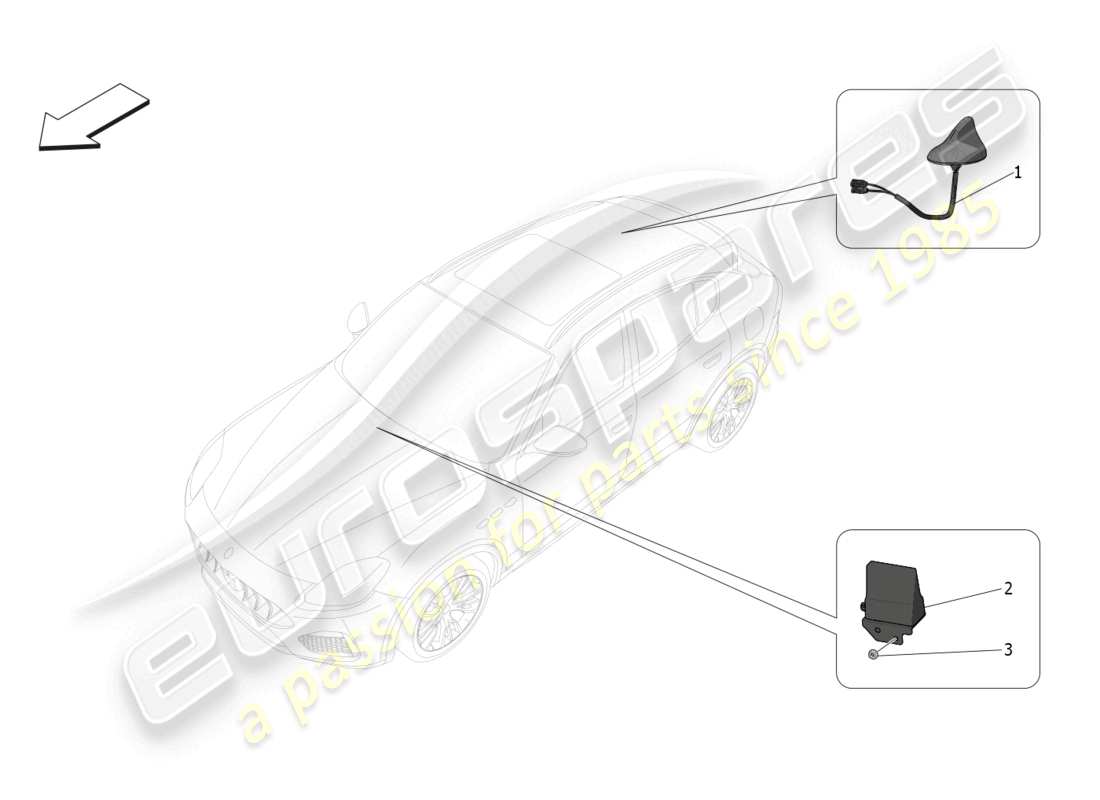 maserati grecale gt (2023) reception and connection system part diagram