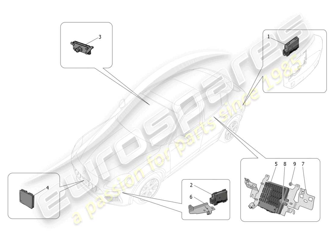 maserati grecale gt (2023) drive assistance system part diagram