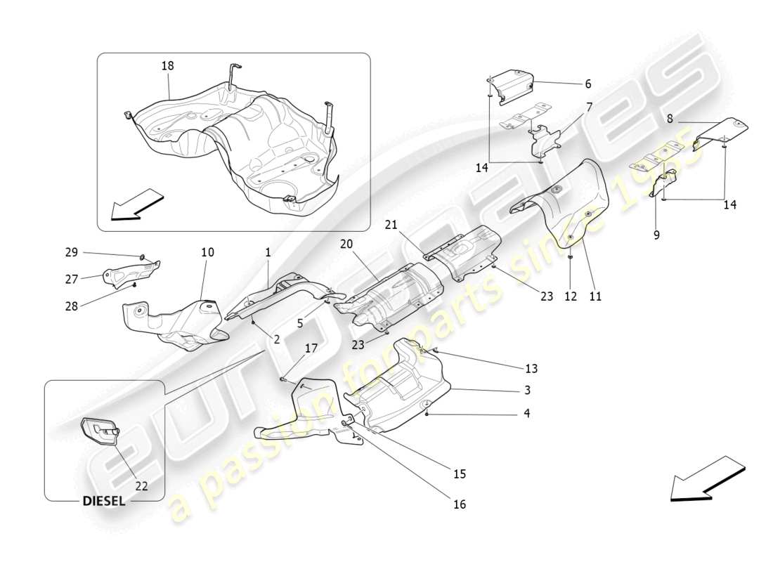 maserati levante modena (2022) thermal insulating panels part diagram