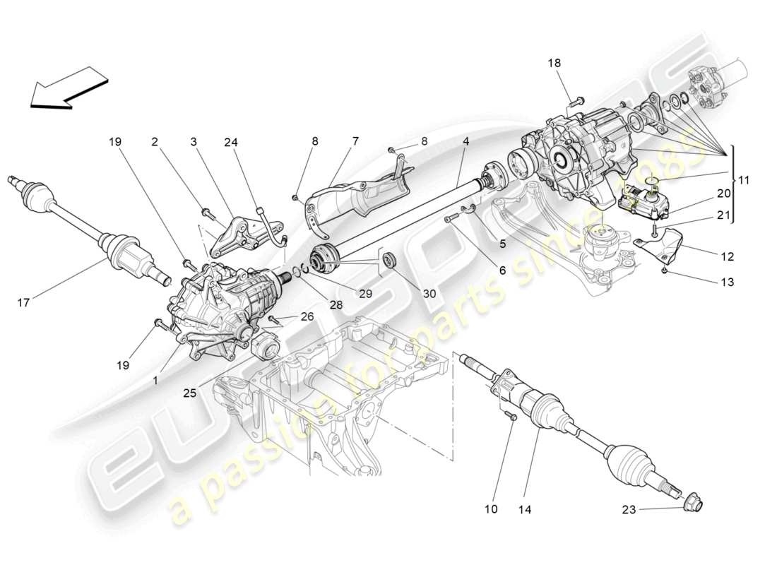 maserati levante modena (2022) front wheels transmission part diagram