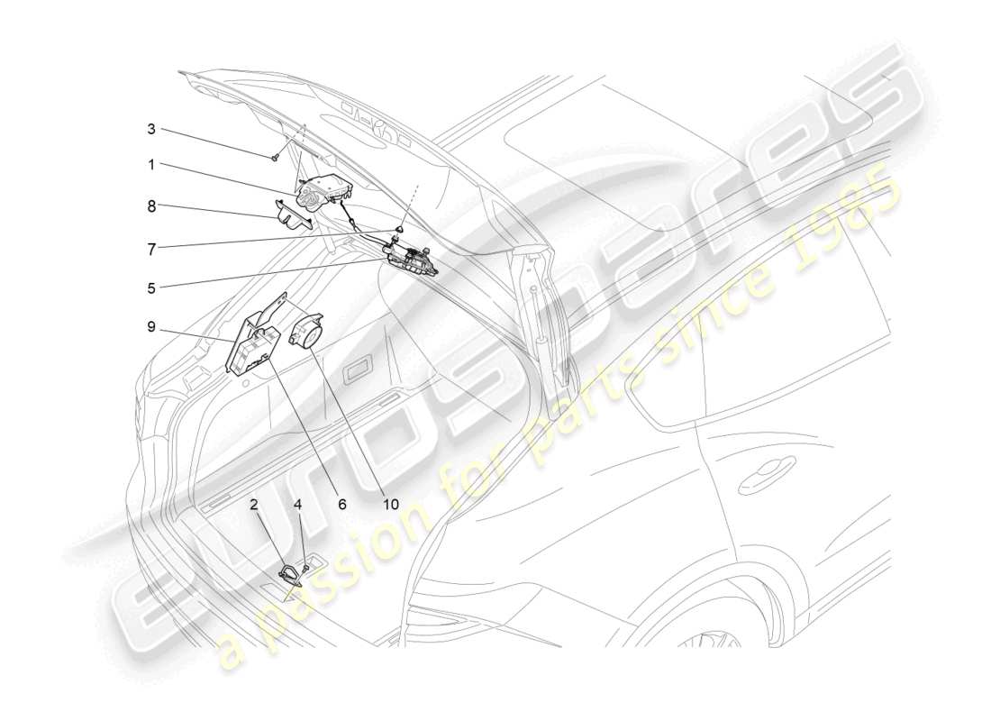 maserati levante (2018) rear liftgate opening control part diagram