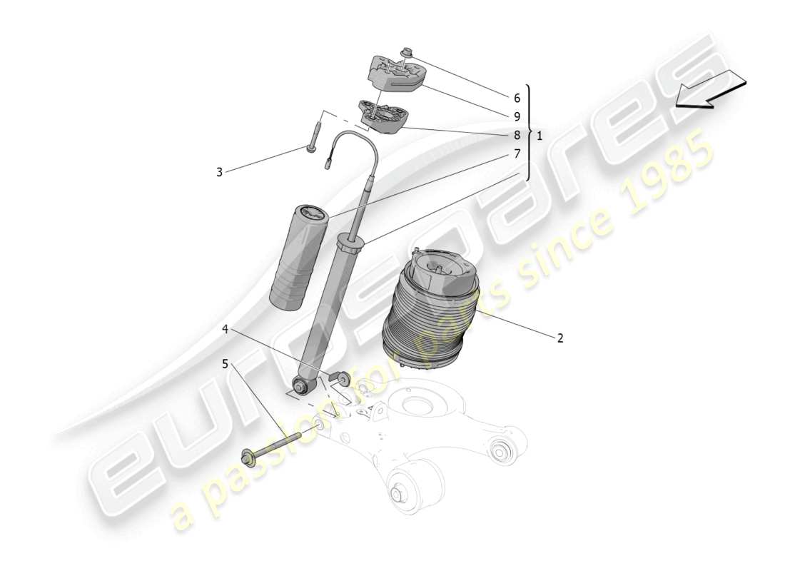maserati grecale gt (2023) rear shock absorber devices part diagram