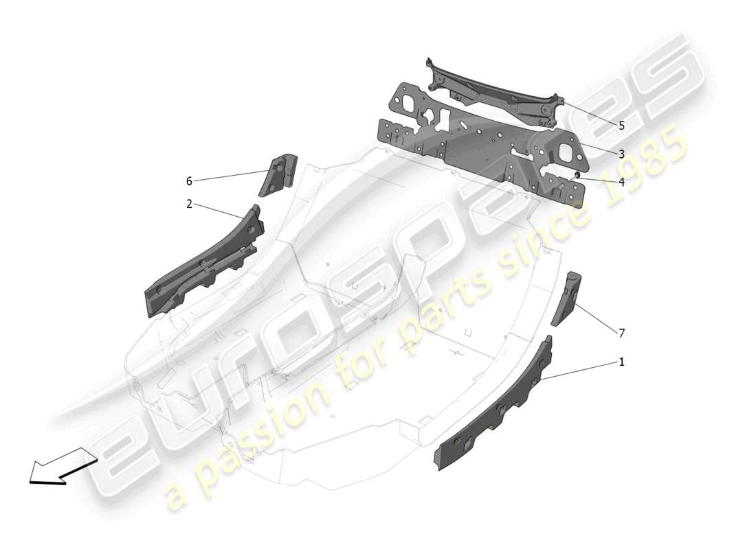 maserati mc20 (2022) sound-proofing panels inside the vehicle part diagram