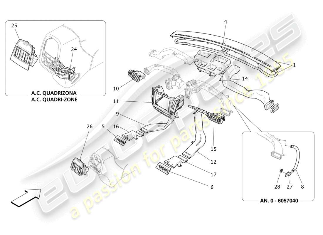 maserati levante trofeo (2020) a/c unit: diffusion parts diagram