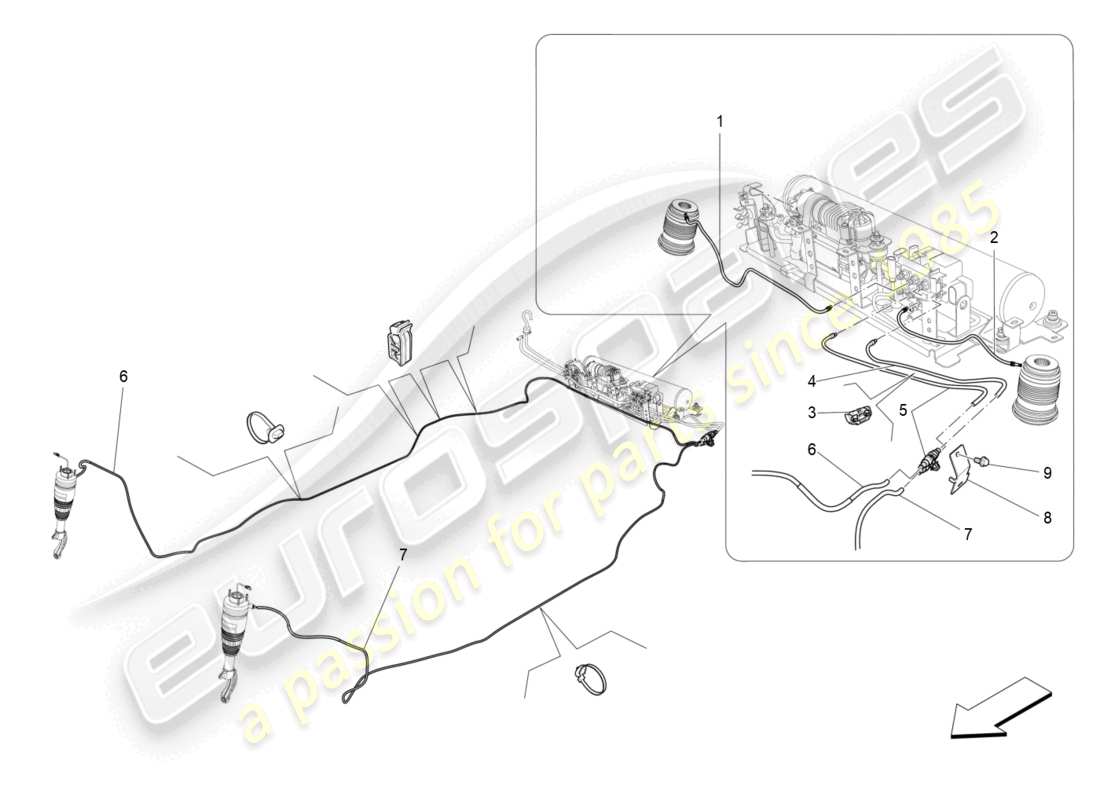 maserati levante trofeo (2020) air suspension system parts diagram