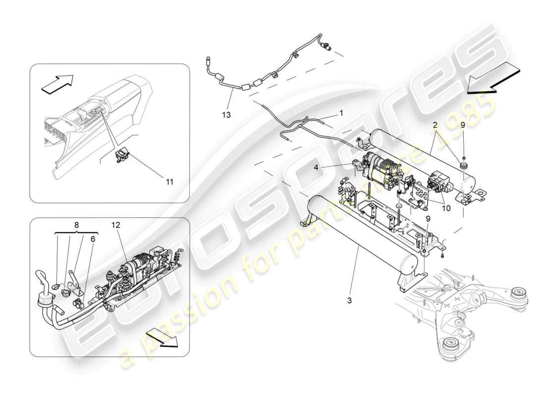 maserati levante modena (2022) air suspension system part diagram