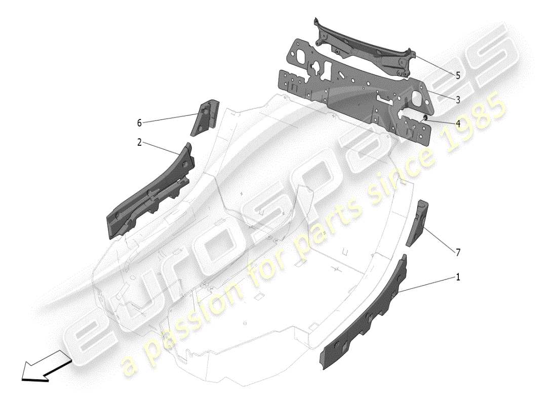 maserati mc20 (2024) sound-proofing panels inside the vehicle parts diagram