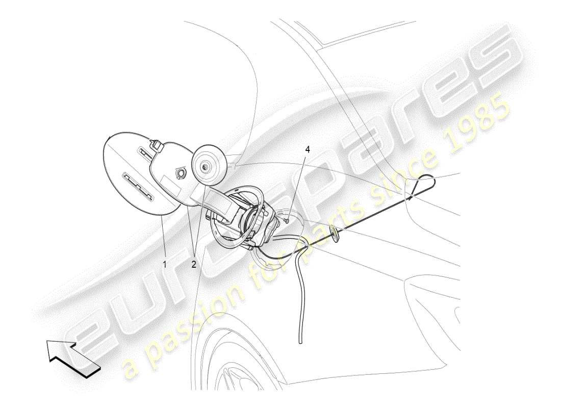 maserati ghibli (2019) fuel tank door and controls part diagram