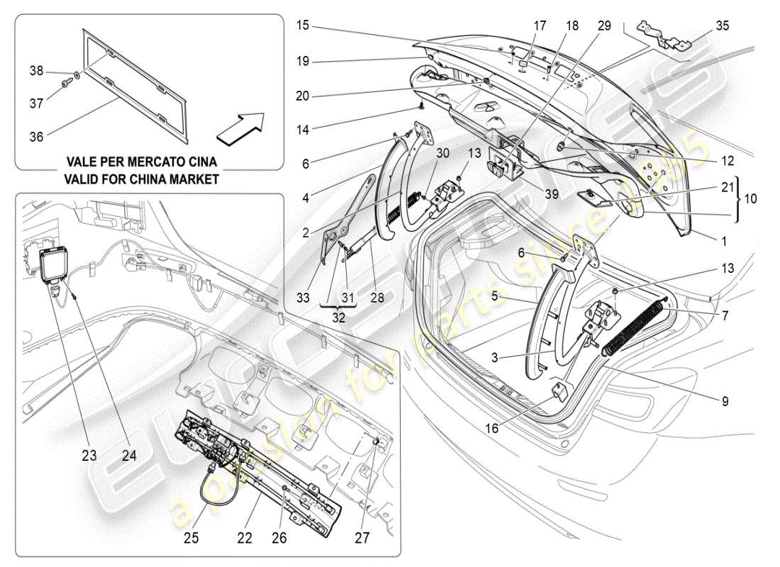 maserati ghibli (2019) rear lid part diagram
