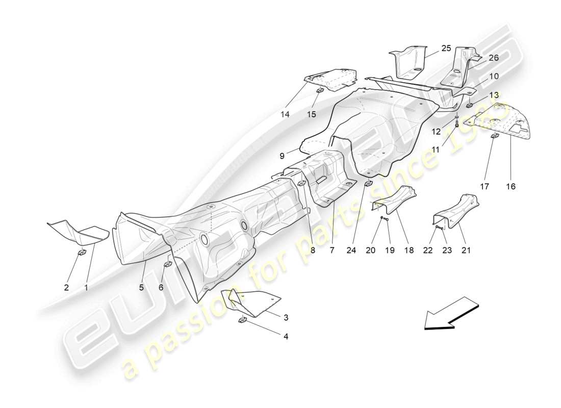 maserati granturismo mc stradale (2012) thermal insulating panels part diagram