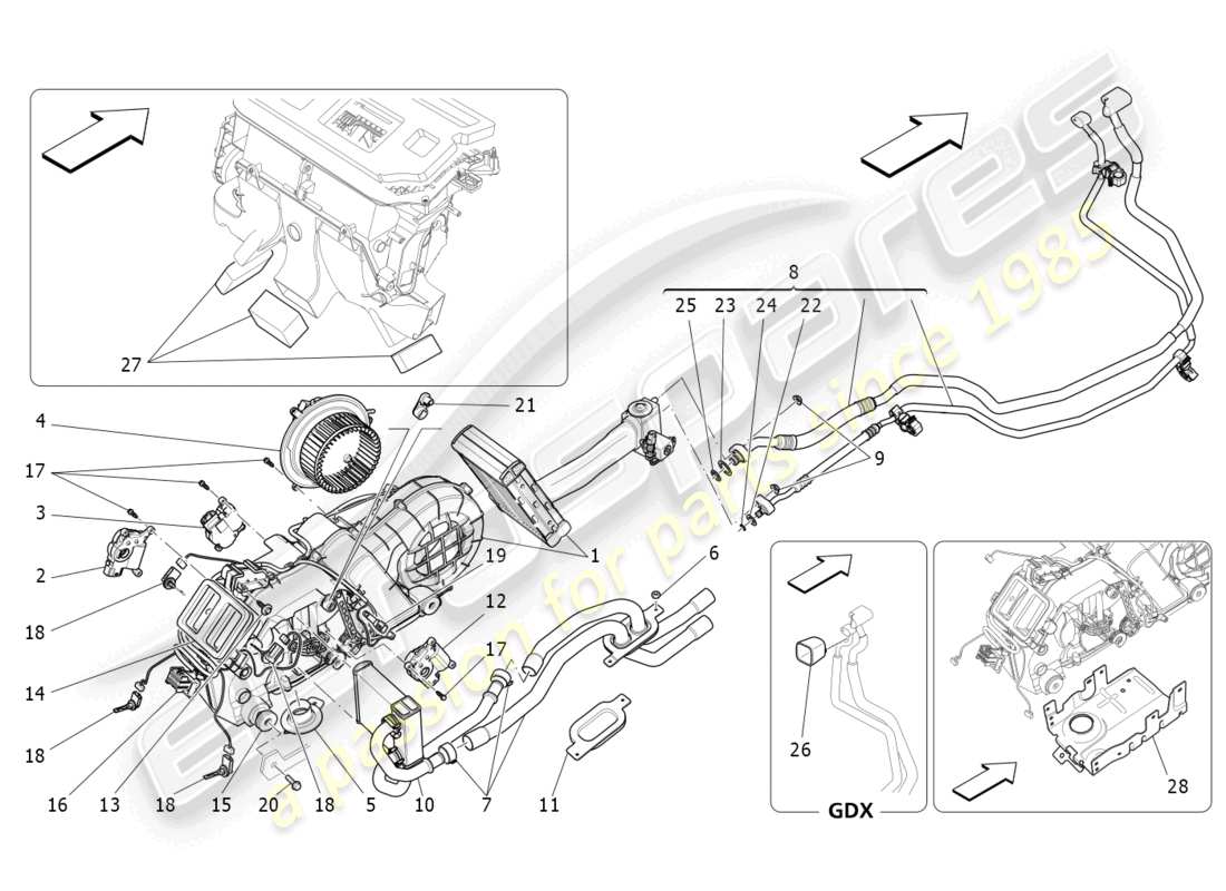 maserati levante modena (2022) a/c unit: tunnel devices part diagram