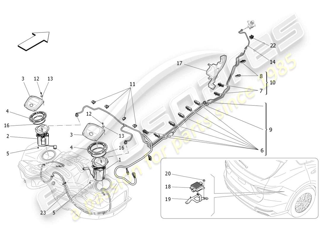 maserati levante trofeo (2020) fuel pumps and connection lines parts diagram