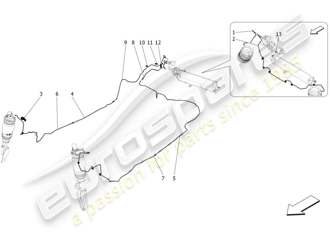 maserati grecale gt (2023) air suspension system part diagram