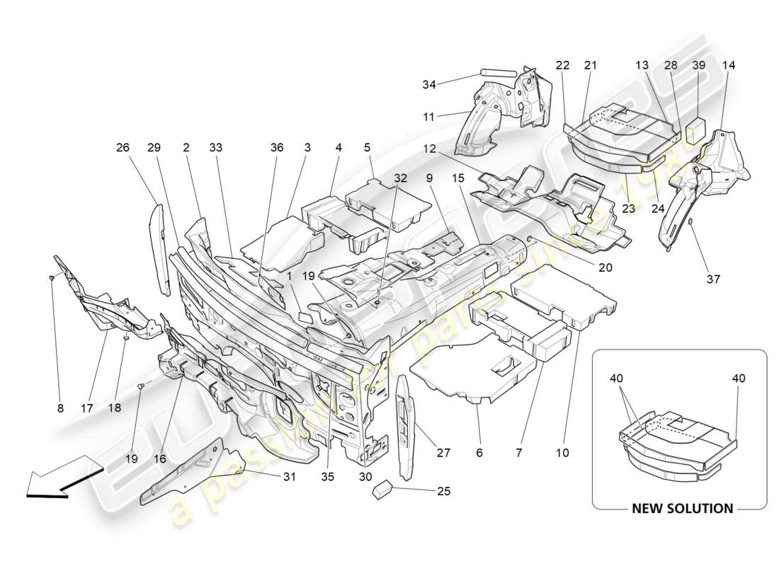 maserati levante trofeo (2020) sound-proofing panels inside the vehicle parts diagram