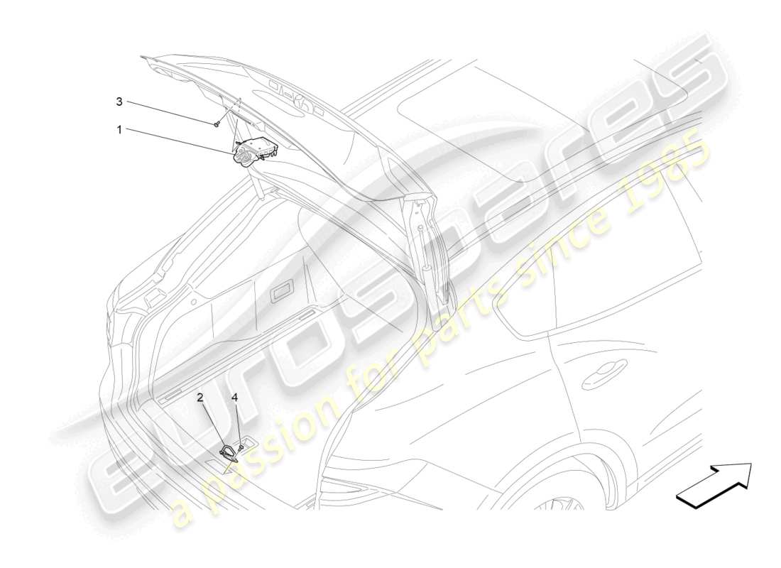 maserati levante trofeo (2020) rear liftgate opening control parts diagram