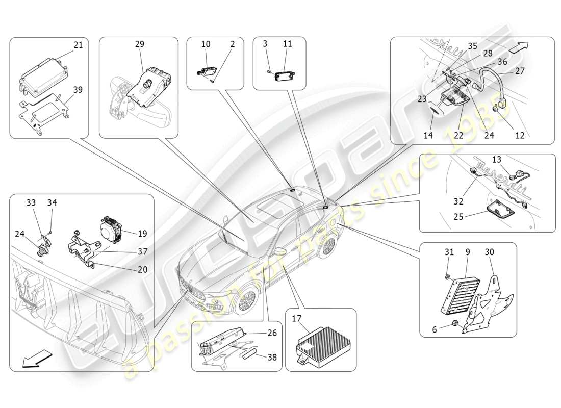 maserati levante modena (2022) it system part diagram