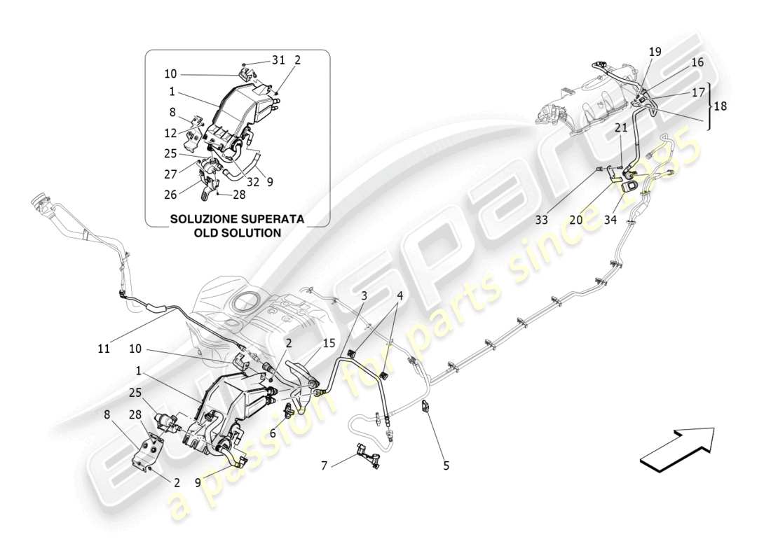 maserati ghibli fragment (2022) fuel vapour recirculation system parts diagram