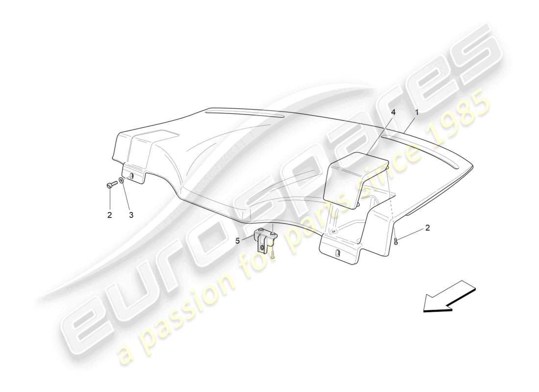 maserati granturismo mc stradale (2012) rear parcel shelf part diagram