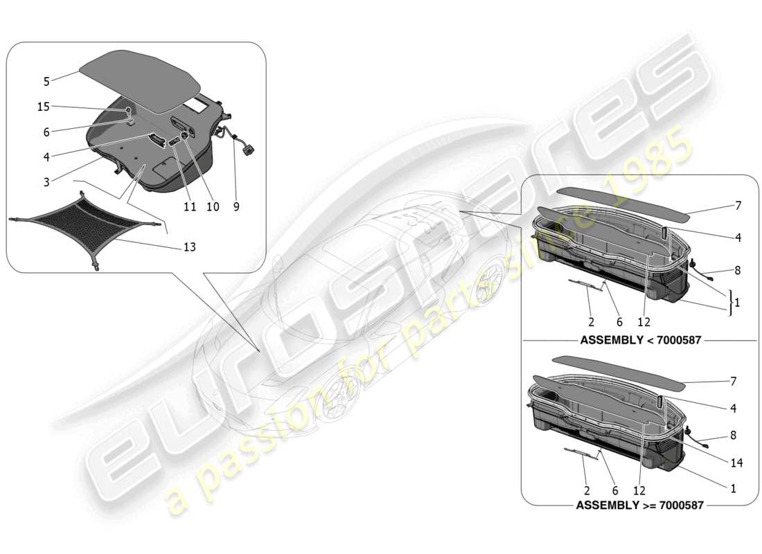 maserati mc20 (2022) trunk compartments part diagram