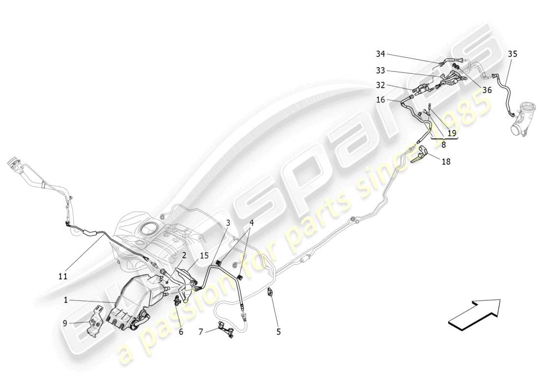 maserati levante trofeo (2020) fuel vapour recirculation system parts diagram