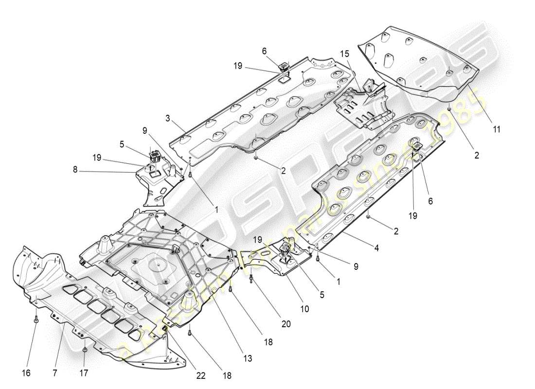 maserati ghibli (2019) underbody and underfloor guards part diagram