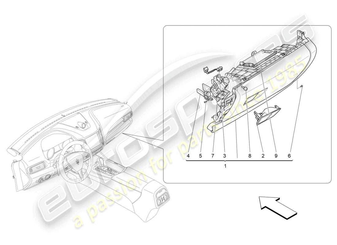 maserati levante modena (2022) glove compartments part diagram